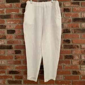 Belle France Made in Italy White Linen Lagenlook Coastal Pull On Pants Sz XL